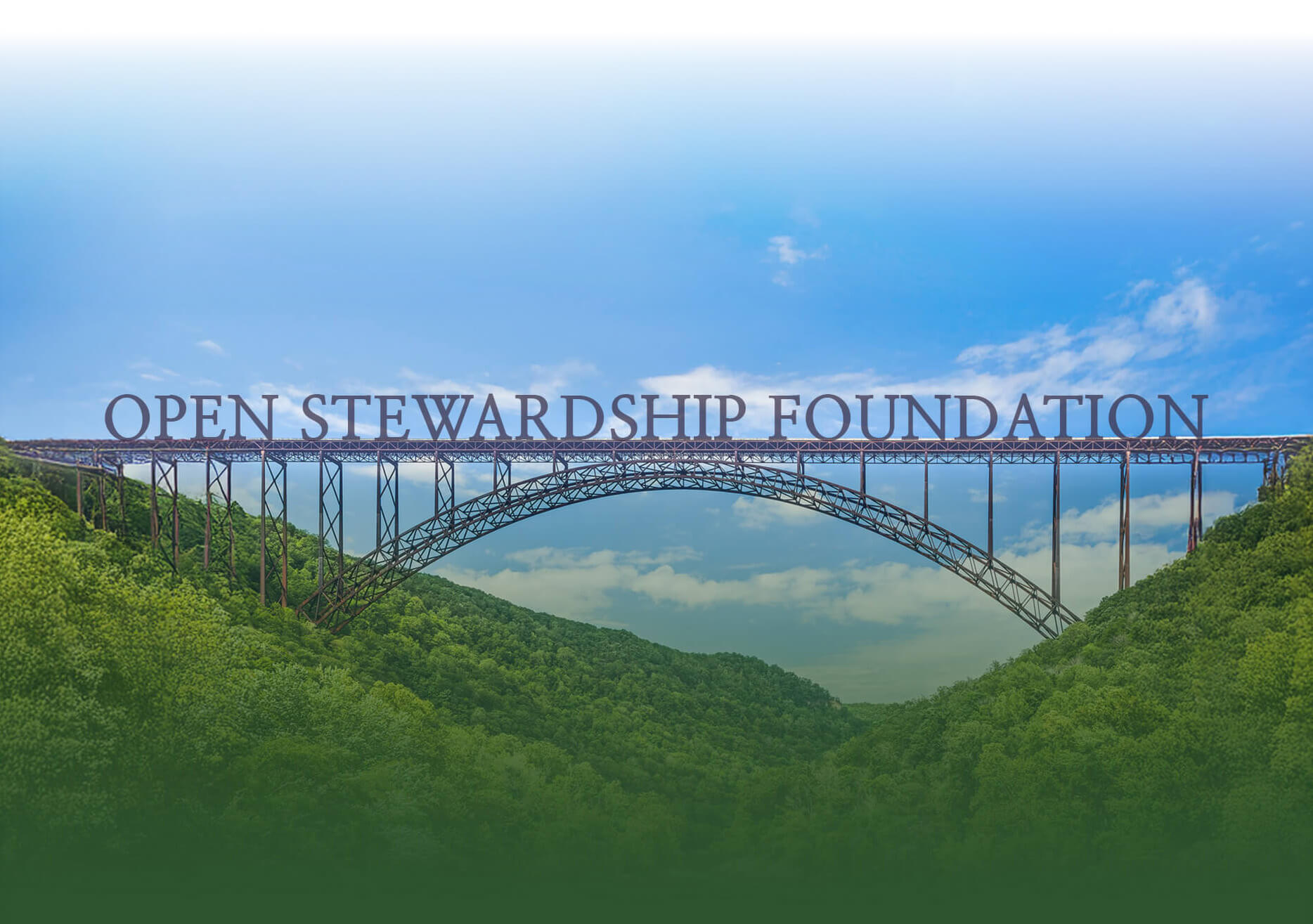 Openstewardship Foundation inscription on the bridge connecting the valley